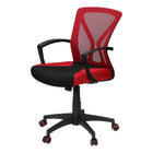 Monarch Specialties 7357 Ergonomic Mesh Office Chair - Red-Crafted with durable wheels, breathable fabric with foam cushioning and black metal support, this mid-back office chair keeps you comfortable throughout your tasks