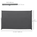 Outsunny Retractable Side Awning with Resistance to UV Rays & Wind - 118" x 71" - Grey-Durable polyester fabric with PA coating is breathable, waterproof, UV-resistant and easy to clean