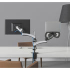 ShoppingAll Fully Adjustable Dual Monitor Stand Arm Mount and Laptop Trad Adapter - White-Mount can be fixed by C-clamp (max thickness 3.35") OR grommet installation (max thickness 2.36") on any working surface