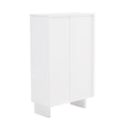 Manhattan Comfort Ella 31.5" Modern Accent Cabinet - White-MDF/MDP: Cleaning: Wipe with a damp cloth, avoiding excessive moisture. Avoid: Harsh chemicals or abrasive cleaners that can damage the surface. Care: Keep away from excessive humidity, as product can swell or warp when exposed to water or moisture. Protection: Use coasters or mats to avoid scratches or stains