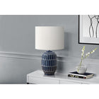 Monarch Specialties 22" H Contemporary Table Lamp - Blue Ceramic / Ivory / Cream Shade-Perfect for brightening up various spaces and creating a warm ambiance at the flick of the easy on/off turn knob switch that houses up to a 100W bulb (not included)