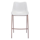 Zuo Magnus Barstool - White/Walnut - Set of 2-Plush and durable faux leather fabric