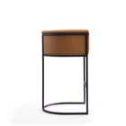 Manhattan Comfort Cosmopolitan 23.7" Mid-Century Modern Faux Leather Upholstered Bar Stool - Camel and Black - 3 Pack-Seat Height: 29.5"