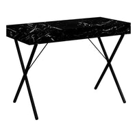 Monarch Specialties 7793 42" Computer Desk - Black Marble/Black Metal-Perfect multi-use computer desk for all laptop or tablets; easy maintainable surface in an elegant black marble-look finish