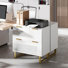 HOMCOM 2 Drawer File Cabinet with Adjustable Rails for Letter/A4/Legal Size Files - High Gloss White-Includes an anti-tip kit for safety and non-slip foot pads to protect floors