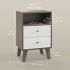 HOMCOM Nightstand with 3 Drawers and Open Storage - Grey - Set of 2-Compact design suit for limited space