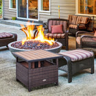 Outsunny 22" Square Steel PE Rattan Wicker Table With Umbrella Hole-Constructed of high quality UV/weather-resistant wicker and sturdy steel frame  
