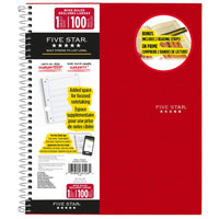 Five Star 1-Subject Focus Learn Notebook - 10-1/2" H x 8" W - 200 Pages-Double sided wide ruled sheets that are ink bleed resistant.