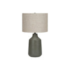 Monarch Specialties 24" H Contemporary Table Lamp - Grey Concrete / Beige Shade-Combining some vintage inspiration in a contemporary form, this smooth and stylish 24"h grey concrete table lamp, with a beige linen drum shade and topped with a round black finial, makes an eye-catching statement in all spaces