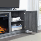 Manhattan Comfort Franklin 60" Traditional TV Stand - Grey-Open Media Shelves Allow for Cable and Wire Management