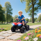 Qaba 6V Battery Powered Kids ATV 4 Wheeler with Music and LED Headlights - Red-Built-in music and bright headlights for an immersive ride 