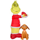 GEMMY Airblown Inflatable Christmas Grinch Putting Santa Hat on Max-Lights up with bright, energy-efficient LED light