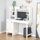 HOMCOM 47.2" Computer Desk with Storage - White-Combination of a hutch and a desk with a cabinet save space