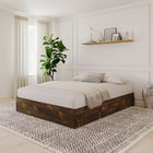 Nexera 3-Drawer Storage Bed Frame - Queen Size - Truffle-Includes a system of slats for mattress support so it doesn't require a box spring, the perfect budget-friendly choice!