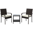 Outsunny 3 Piece Patio Furniture Set with Stackable Chairs - Washable Cushion - Tempered Glass Top-Includes two armchairs and a square glass-top table for intimate settings 
