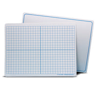 Flipside Products Dry Erase Learning Mat - Two-Sided XY Axis/Plain - 9" x 12" - 48 Pack-Plastic coating with bold XY Axis on one side and a plain thin blue border on the other