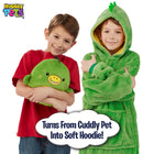 Huggle Pets Dinosaur Animal Hoodie Sweatshirt and Plush Toy-Pet Folds Into The Hood & Zips Securely Inside