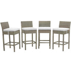 Modway Conduit Outdoor Patio Wicker Rattan Bar Stool - Light Gray White - Set of 4-Modern Outdoor Bar Stool