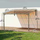 Outsunny 11 ft W x 10 ft L Outdoor Pergola - Wall Mounted Hardtop Lean-to Gazebo - Brown-7 mm PC roof blocks UV rays for safer outdoor use