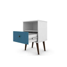 Manhattan Comfort Liberty 1.0 Nightstand, White and Aqua Blue (203AMC64)-Perfect for Storage or Display items.
