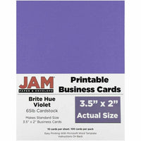 JAM Paper Printable Business Cards - 3-1/2" x 2" - Violet Purple - 100 Pack-Color: Violet Purple