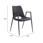 Zuo Desi Dining Chair - Black - Set of 2-3 year limited warranty