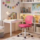 Homy Casa Teen Task Chair - Pink-Breathable mesh fabric seat for longevity and keep you cool