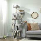 PawHut 70" Multi-Level Cat Tree Tower with 2 Condos - Light Grey-The multi-level design offers plenty of space for multiple cats to enjoy 