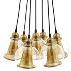Modway Peak Brass Cone and Glass Globe Cluster Pendant Chandelier - Brass-Clear Glass Spheres