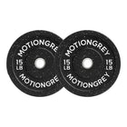MotionGrey Premium Weight Plates - Olympic Barbell Plates for Strength Training - 15 lb Set of 2-Durable Rubber-Coated Plates: Thick rubber exterior reduces noise, protects floors, and ensures long-lasting performance for home workouts