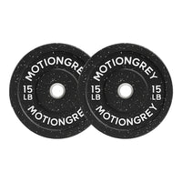 MotionGrey Premium Weight Plates - Olympic Barbell Plates for Strength Training - 15 lb Set of 2-Durable Rubber-Coated Plates: Thick rubber exterior reduces noise, protects floors, and ensures long-lasting performance for home workouts