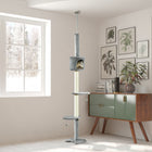 PawHut 4-Tier Floor-To-Ceiling Cat Tree with Scratching Post - Light Grey-Made from particle board for strength and stability 