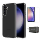 AXS Starter Kit bundle with Ultra Clear Case, Screen Protector and 30w Charger for Samsung Galaxy S23 FE-Drop-tested, scratch resistant phone case with shock absorbing air pockets
