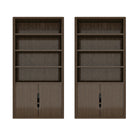 Manhattan Comfort 2-Piece Rivington 40" Modern 4-Shelf Bookcase Cabinet - Walnut -Modern Bookcase for Home Office, Living Room, and Extra Storage Use