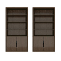 Manhattan Comfort 2-Piece Rivington 40" Modern 4-Shelf Bookcase Cabinet - Walnut -Modern Bookcase for Home Office, Living Room, and Extra Storage Use