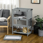 PawHut Wooden Hamster Cage with Storage Shelf and Seesaw - 35.5" H-Color: Grey
