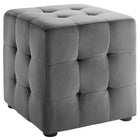Modway Contour Tufted Cube Performance Velvet Ottoman - Grey-Cube Shaped Ottoman