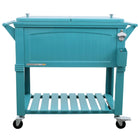 Permasteel 80 Quart Furniture Style Patio Cooler - Teal-80 QT Antique Rolling Patio Cooler