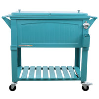Permasteel 80 Quart Furniture Style Patio Cooler - Teal-80 QT Antique Rolling Patio Cooler