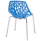Modway Stencil Plastic Dining Side Chair - Blue - 2 Pack-Molded plastic seat