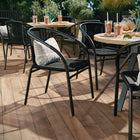 Flash Furniture Black Rattan Indoor-Outdoor Restaurant Stack Chair-Curved Back