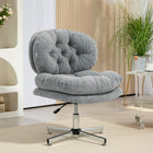 HOMCOM Armless Office Desk Chair with Wide Thick Padded Seat - Grey-Thick foam padding offers lasting comfort for long work sessions