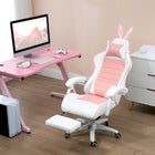 HOMCOM Reclining Gamer Chair with Footrest - Pink-Retractable footrest provides a space to rest your legs and saves space when not in use