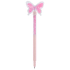 Merangue Butterfly Glitter Pen-Clear barrel filled with decorative crystal beads