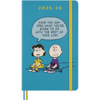 Moleskine 2025-2026 Limited Edition Peanuts Charlie & Lucy 18-Month Hard Cover Weekly Planner - 5" x 8.25" - Reef Blue-Dated From July 2025 To December 2026