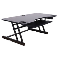 Rocelco 45" Height Adjustable Standing Desk Riser with Slide Out Retractable Keyboard Tray-Enhanced Vertical Range (EVR)