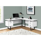 Monarch Specialties 7616 70" Computer Desk - White/Black Metal/L/R Face-Extra-large, floating desktop frees the tops of the drawer units to be used as additional surfaces