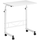 HOMCOM 23.5" Mobile Standing Desk with Adjustable Height - White-Unique C-shaped make it available for a lot of different placements 
