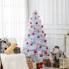 HOMCOM 6' Artificial Christmas Tree with 928 Branch Tips - White-Safe, stable and easy storage with the stable folding metal stand 