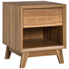 HOMCOM Bedside Table for Bedroom - Walnut-End table with a drawer and a shelf has spacious storage space to place items